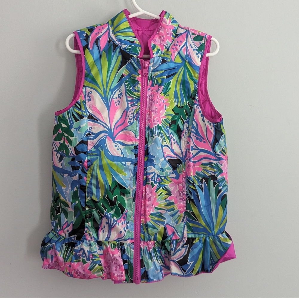 Lilly Pulitzer Pink Quilted Sleeveless Melanie Reversible Vest Girls Approx XS